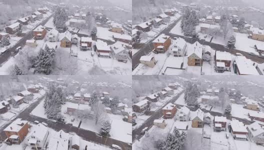 雪景空中冬季宾夕法尼亚住宅区高清在线视频素材下载