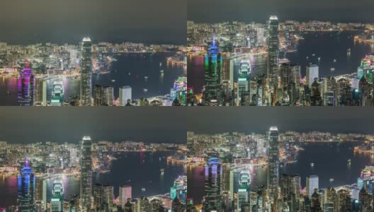 T/L HA TD Cityscape Hong Kong and Junkboat at Twilight高清在线视频素材下载