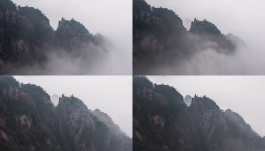 中国黄山雾的4k时间间隔高清在线视频素材下载