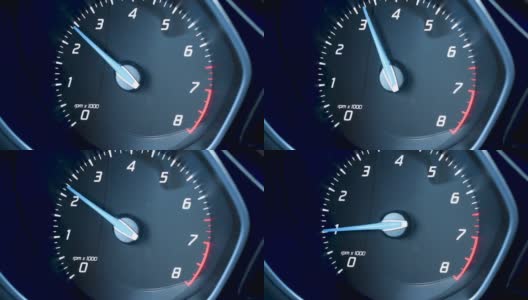 转速表指针在汽车仪表盘上移动高清在线视频素材下载