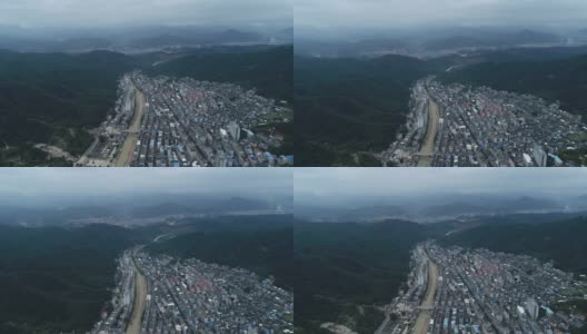 鸟瞰图中国城市在山区在福建高清在线视频素材下载