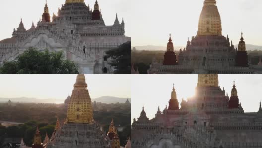 鸟瞰图阿难寺，蒲甘，缅甸高清在线视频素材下载