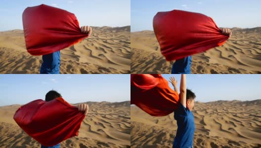 站在沙漠中的超级英雄高清在线视频素材下载