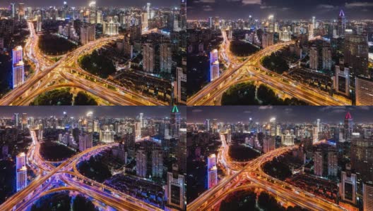 T/L WS HA ZO照亮高架道路和繁忙的交通夜晚/上海，中国高清在线视频素材下载