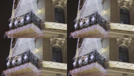圣诞装饰阳台建筑古旧建筑欧式高清在线视频素材下载