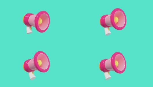 粉色扩音器卡通风格3d渲染运动高清在线视频素材下载