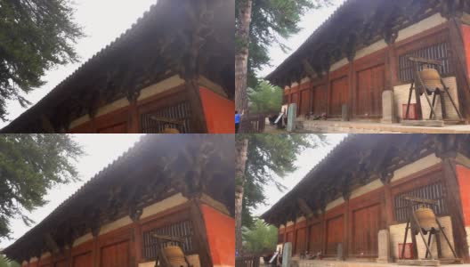 中国唐代木结构的建筑细节高清在线视频素材下载
