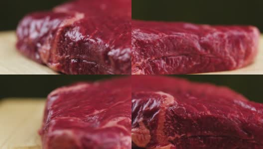 一片新鲜的生牛肉，特写高清在线视频素材下载