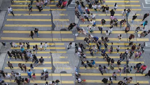 香港人行横道上的行人高清在线视频素材下载
