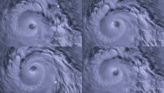 海面上有闪电的飓风风暴。,卫星视图。高清在线视频素材下载