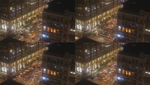 高角度的曼哈顿交通夜景高清在线视频素材下载