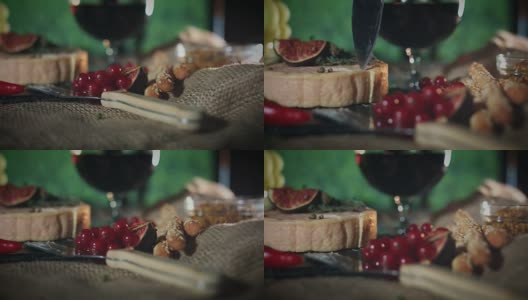 4k盘子，刀取一块柔软的法国奶酪高清在线视频素材下载
