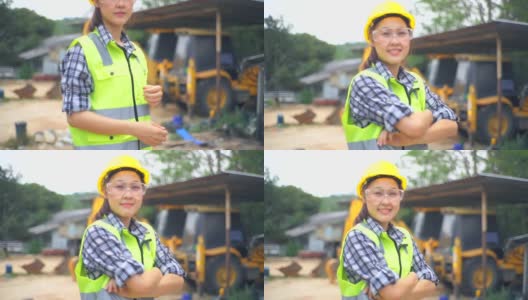 亚洲女工程师微笑着审视一个方案，慢动作高清在线视频素材下载