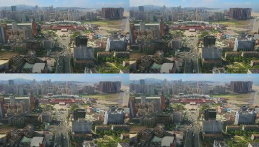晴天珠海市景拱北口岸入境航拍全景4k中国高清在线视频素材下载