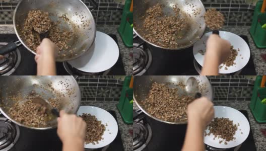 SLO MO，在家用猪肉做泰国菜高清在线视频素材下载