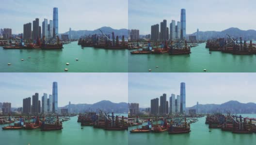 香港西九龙的无人机瞰图高清在线视频素材下载
