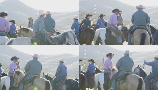 一群美国西部女牛仔和牛仔在犹他州的马高清在线视频素材下载