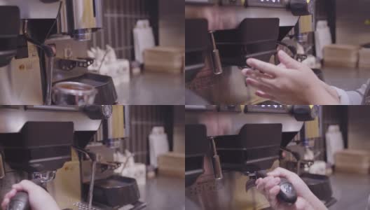 咖啡师用浓缩咖啡机煮咖啡高清在线视频素材下载