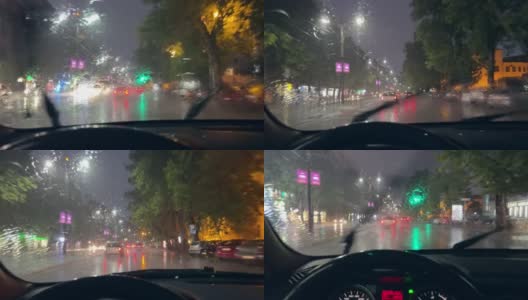 在雨夜开车高清在线视频素材下载