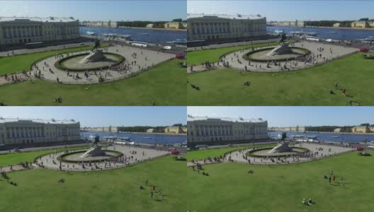 俄罗斯，圣彼得堡:铜骑士——参议院广场上的彼得一世纪念碑——从上面看。高清在线视频素材下载