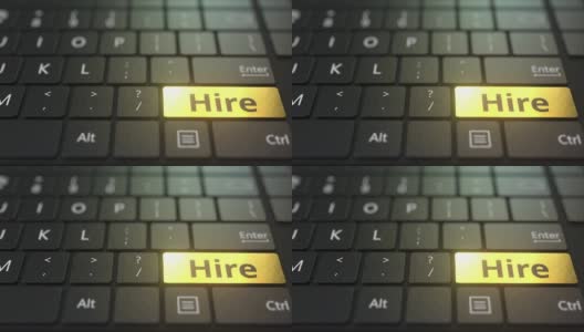 黑色的电脑键盘和金色的租用键高清在线视频素材下载
