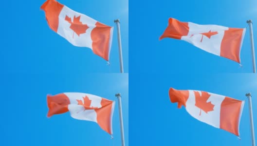 加拿大国旗在风中慢慢飘扬高清在线视频素材下载
