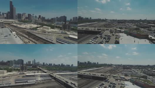 芝加哥市区空中循环夏季高清在线视频素材下载