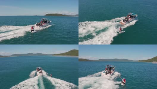 夏季游客在海上享受水上运动。高清在线视频素材下载