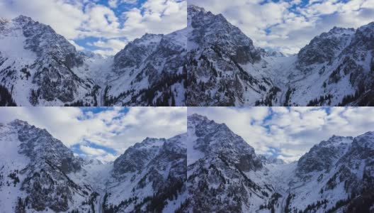 图尤苏雪山。天山北部。鸟瞰图高清在线视频素材下载