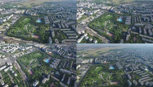 布加勒斯特城市鸟瞰图，莫吉欧罗斯公园，罗马尼亚高清在线视频素材下载