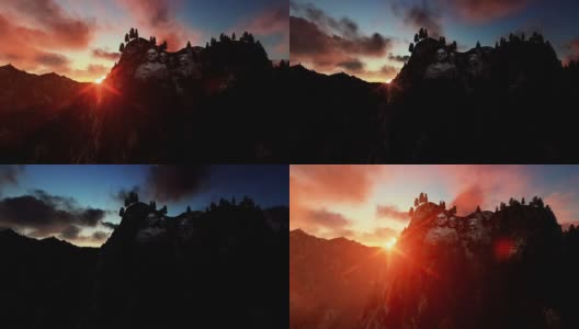 拉什莫尔山，日落高清在线视频素材下载