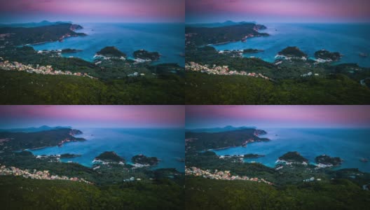 航拍:科孚岛古奥卡斯特里萨的希腊海岸线高清在线视频素材下载