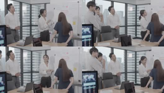 4K分辨率亚洲商务女性会议和展示在董事会白人同事，亚洲商务生活高清在线视频素材下载