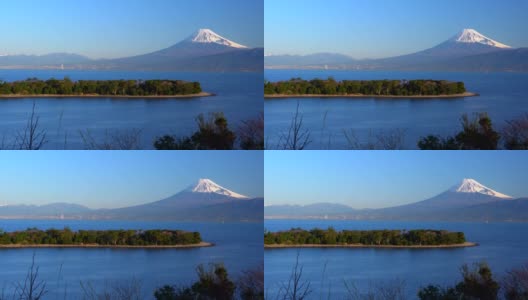 静冈县大崎市的富士山和大海高清在线视频素材下载