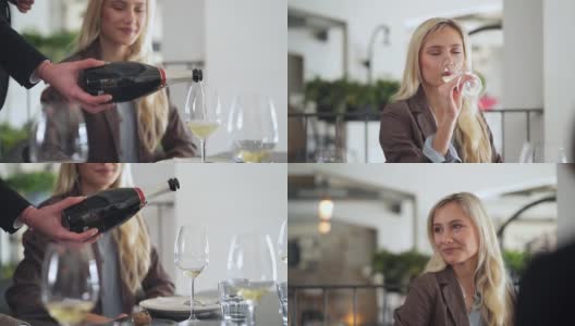 美丽的女人在享用美酒高清在线视频素材下载