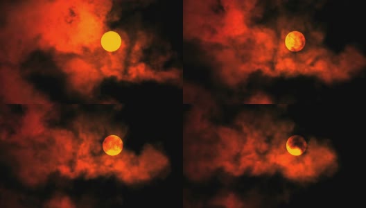 橘红色的满月高清在线视频素材下载