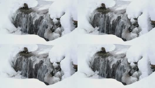 瀑布在冬天高清在线视频素材下载
