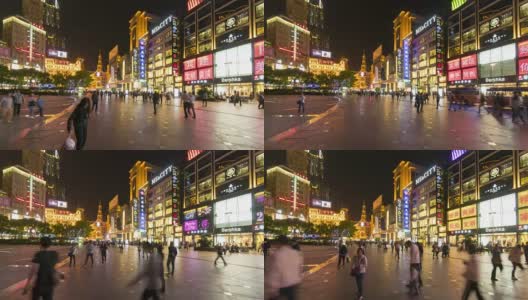 上海南京路夜景时光流逝高清在线视频素材下载