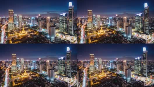 T/L WS HA ZO夜间的现代摩天大楼/中国上海高清在线视频素材下载