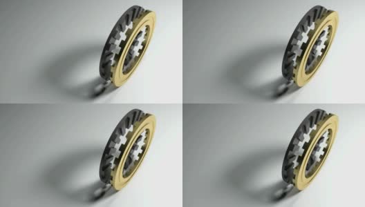 匹配齿轮上的白色背景- 3D渲染视频剪辑高清在线视频素材下载