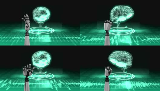 机器人手臂和数字大脑高清在线视频素材下载