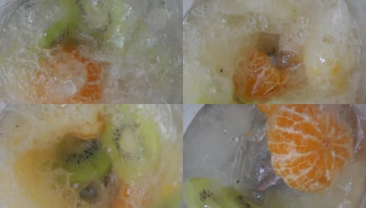 橙果和猕猴桃冰沙慢动作高清在线视频素材下载