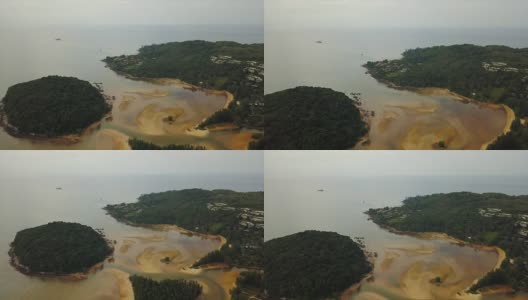 白天普吉岛海岸线海滩泻湖空中全景4k泰国高清在线视频素材下载