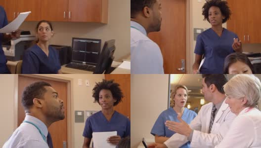 医疗队在医院护士站集合，R3D拍摄高清在线视频素材下载