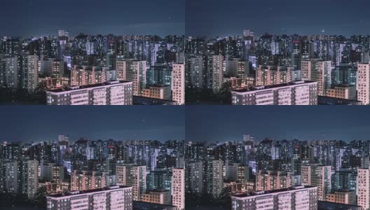 T/L WS HA Cityscape of Residential Area at Night /北京，中国高清在线视频素材下载