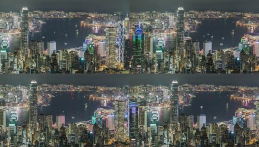 T/L HA PAN Cityscape Hong Kong and Junkboat at Twilight高清在线视频素材下载