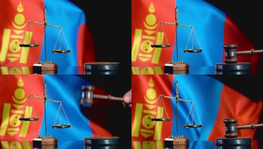 平衡和木槌与蒙古旗高清在线视频素材下载