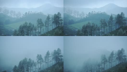 印度喀拉拉邦穆纳尔荒原遭遇强风袭击。——间隔拍摄照片高清在线视频素材下载