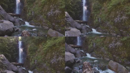 Norvan Falls and river stream in the natural canyon during the summer time。高清在线视频素材下载