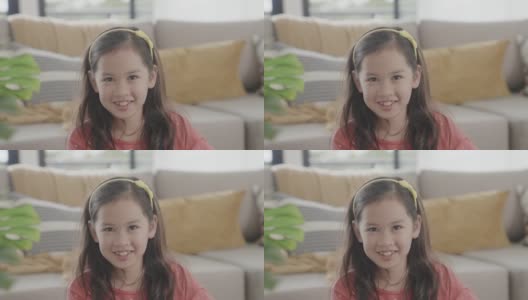 POV混合亚洲女孩在家里用笔记本电脑进行视频通话，使用缩放在线虚拟课堂，社交距离，在家上学，电子学习，新常态概念高清在线视频素材下载
